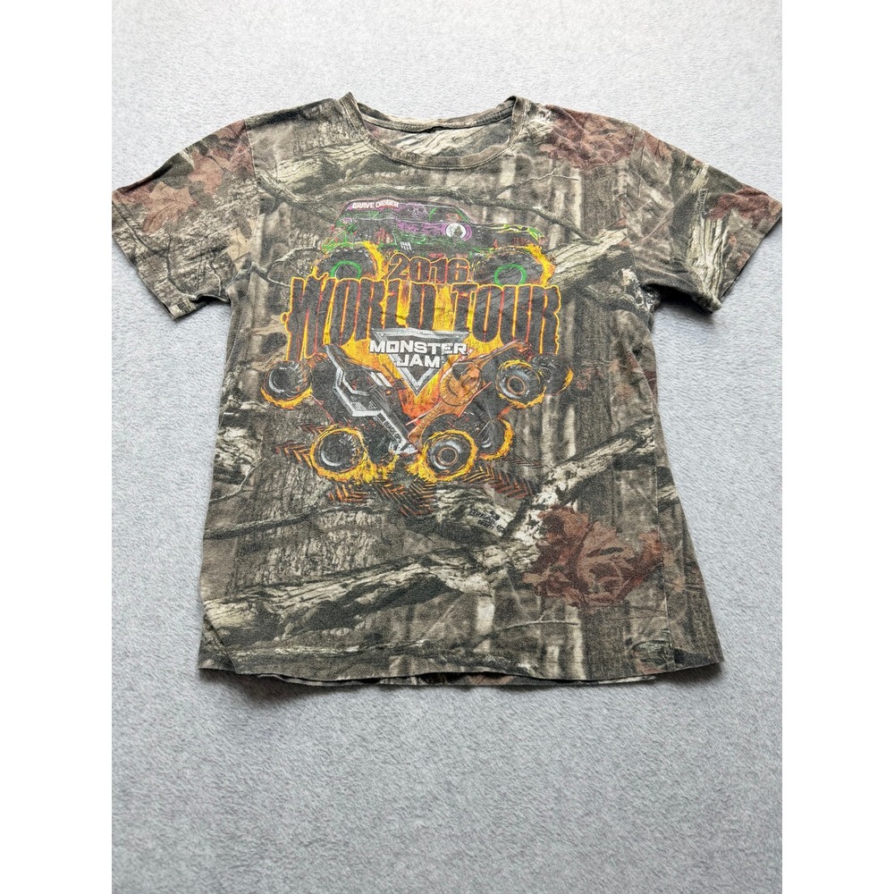 Monster Jam 2016 World Tour Camo T-Shirt Grave Digger Max-D Graphic Tee Mens L